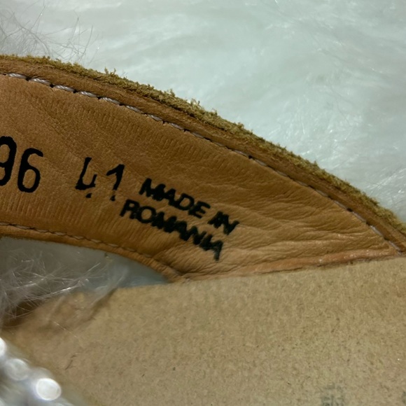 Think! Womens Gold Shimmer Leather Slide Wedge Casual Sandals Size 41 - Picture 7 of 8